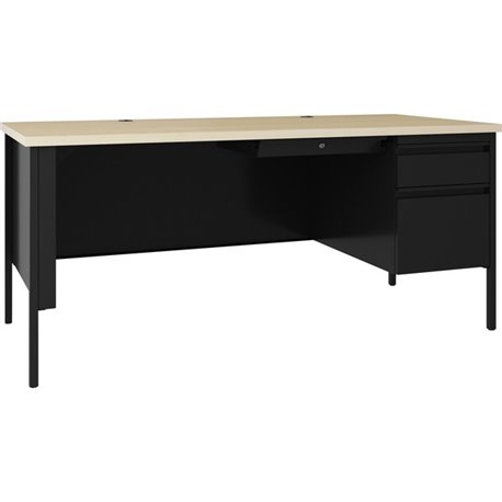 Lorell Fortress Series 66" Right-Pedestal Desk - 66" x 29.5"30" , 0.8" Modesty Panel, 1.1" Top - Single Pedestal on Right Side -