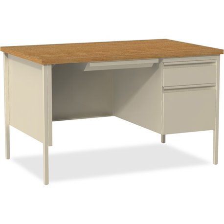 Lorell Fortress Series 48" Right Single-Pedestal Desk - For - Table TopOak Laminate Rectangle Top - 30" Table Top Length x 48" T