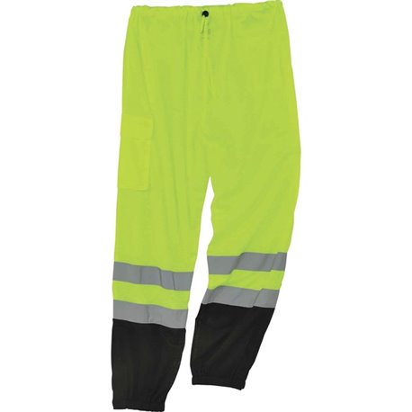 GloWear 8910BK Class E Bottom Hi-Vis Pants - 2-Xtra Large/3-Xtra Large Size - Lime, Black - Polyester Mesh