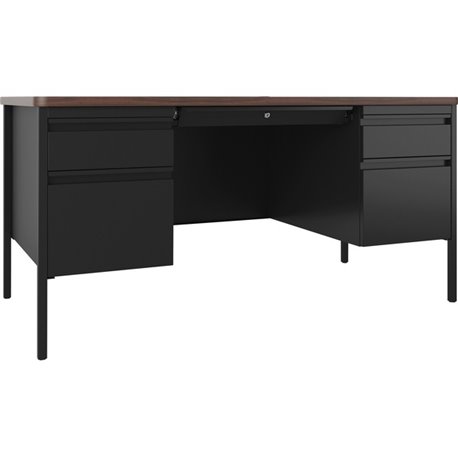 Lorell Fortress Series Double-Pedestal Teachers Desk - 60" x 30"29.5" - Box, File Drawer(s) - Double Pedestal - T-mold Edge - Fi