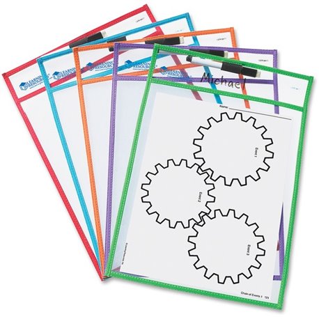 Learning Resources Write-and-wipe Pockets - White Surface - Portable - Reusable - 5 / Set