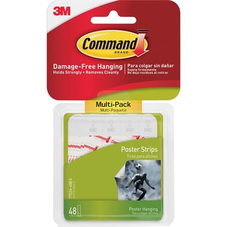 Command Poster Strips - Multi-Pack - 2.75" Length x 0.75" Width - 48 / Pack - White