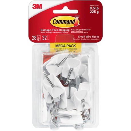 Command Small Wire Hooks Mega Pack - 28 Hooks - 28 Small Hook - 8 oz (226.8 g) Capacity - for Multipurpose, Paint, Wood, Tile - 