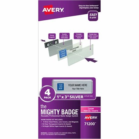 The Mighty Badge Mighty Badge Professional Reusable Name Badge System - Silver