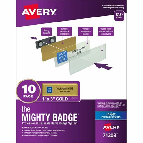 The Mighty Badge Mighty Badge Professional Reusable Name Badge System - Gold