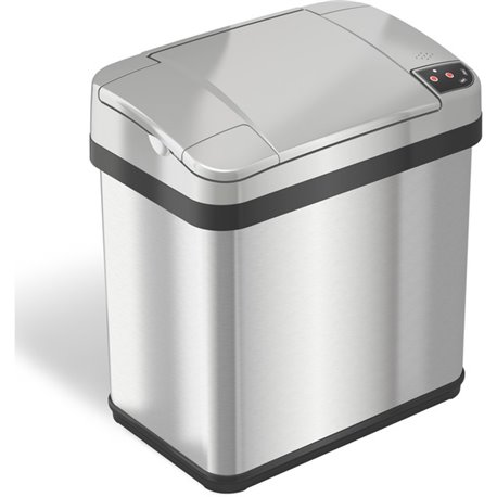 HLS Commercial Stainless Steel Sensor Trash Can - 2.50 gal Capacity - Rectangular - Touchless - Sensor, Fingerprint Resistant - 