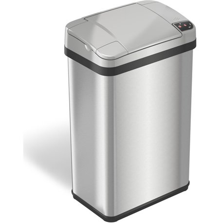 HLS Commercial Stainless Steel Sensor Trash Can - 4 gal Capacity - Rectangular - Touchless - Sensor, Fingerprint Resistant - 17.