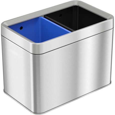 HLS Commercial Stainless Steel Bin Receptacle - Multi-compartment - 5 gal Capacity - Rectangular - Manual - Fingerprint Resistan