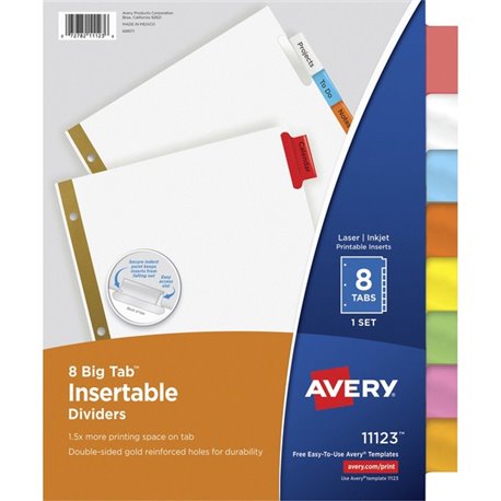Avery Index Tabs with Printable Inserts - Print-on Tab(s) - 2" Tab Height - Self-adhesive, Permanent - Clear Plastic Tab(s) - 25