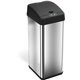 HLS Commercial 13-Gallon Sensor Trash Can - Hinged Lid - 13 gal Capacity - Rectangular - Touchless - Vented, Mobility, Handle, E