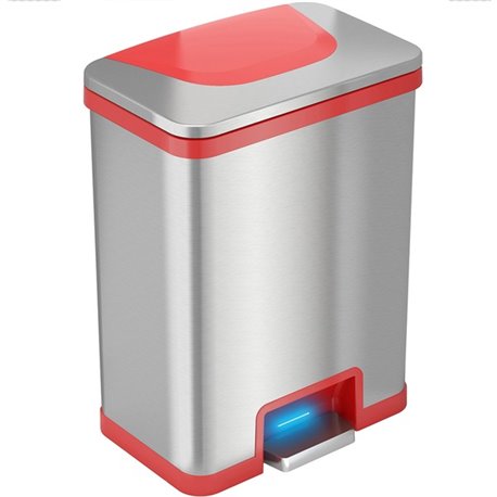 HLS Commercial 13-Gallon Pedal-Sensor Trash Can - Deodorizer - 13 gal Capacity - Rectangular - Touchless - Sensor, Smudge Resist