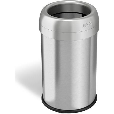 HLS Commercial Stainless Steel Open Top Trash Can - 13 gal Capacity - Round - Manual - Heavy Duty, Fingerprint Resistant, Bacter