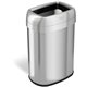 HLS Commercial Stainless Steel Open Top Trash Can - 13 gal Capacity - Elliptical - Manual - Heavy Duty, Fingerprint Resistant, B