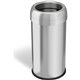 HLS Commercial Stainless Steel Open Top Trash Can - 16 gal Capacity - Round - Manual - Heavy Duty, Fingerprint Resistant, Bacter