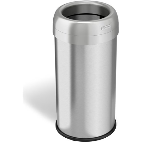 HLS Commercial Stainless Steel Open Top Trash Can - 16 gal Capacity - Round - Manual - Heavy Duty, Fingerprint Resistant, Bacter