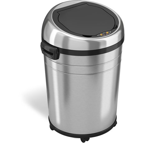 HLS Commercial XL Round Stainless Sensor Trash Can - 18 gal Capacity - Round - Touchless - Sensor, Bacteria Resistant, Caster, M