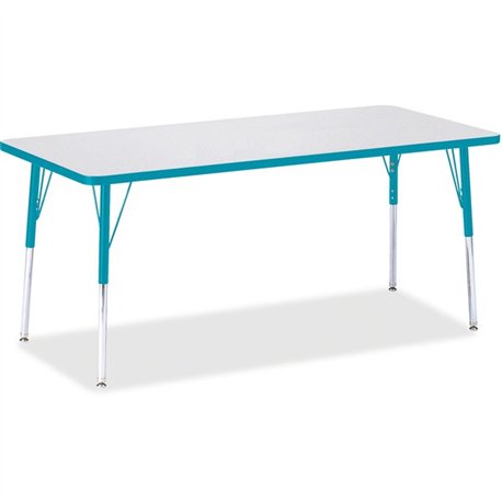 Jonti-Craft Berries Adult Height Color Edge Rectangle Table - For - Table TopLaminated Rectangle, Teal Top - Four Leg Base - 4 L