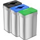 HLS Commercial 21-Gallon Trash/Recycle/Compost Can Set - Push Button Opening - 21 gal Capacity - Rectangular - Fingerprint Proof