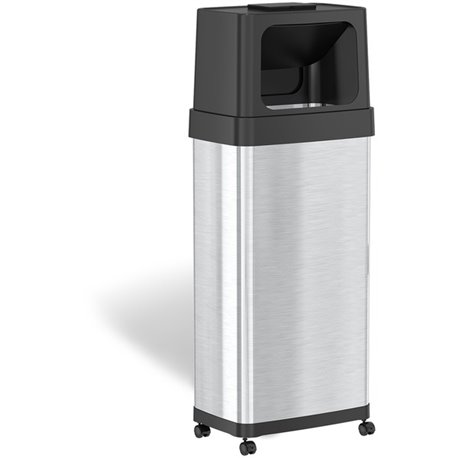 HLS Commercial Dual Push Door Odor Control Trash Can - Push Door Opening - 24 gal Capacity - Rectangular - Rolling - Wheels, Fin