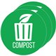 HLS Commercial Refuse Bin Icon Sticker - Waterproof - "Compost" - 1/10" Height x 4" Width x 4" Length - 4" Diameter - Circle - G