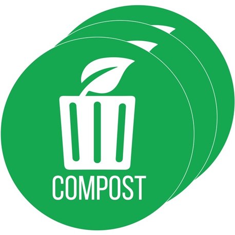 HLS Commercial Refuse Bin Icon Sticker - Waterproof - "Compost" - 1/10" Height x 4" Width x 4" Length - 4" Diameter - Circle - G