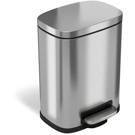 HLS Commercial Stainless Steel Soft Step Trash Can - 1.50 gal Capacity - Fire Resistant - Smooth, Pedal Control, Fingerprint Res