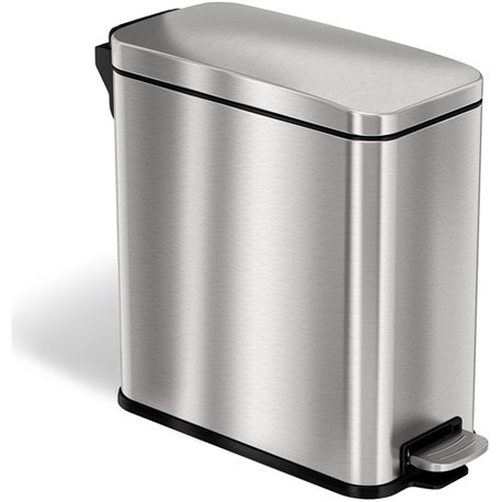 HLS Commercial Soft Step 3-Gallon Trash Can - 3 gal Capacity - Smooth, Pedal Control, Fingerprint Proof, Smudge Resistant, Lid L