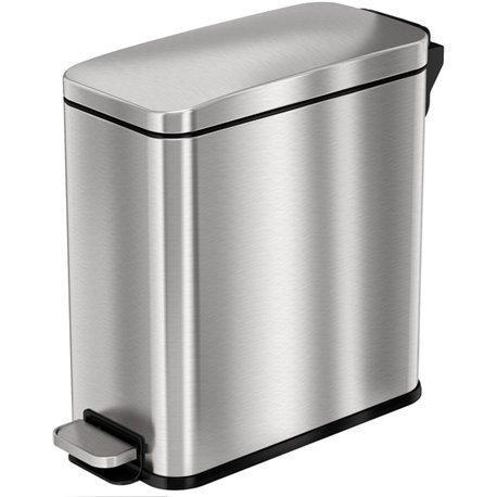 HLS Commercial Fire-Rated Soft Step Trash Can - 3 gal Capacity - Pedal Control, Durable, Smooth, Lid Closure, Fingerprint Proof,