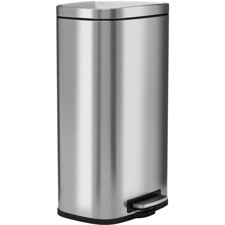 HLS Commercial Fire-Rated Soft Step Trash Can - 8 gal Capacity - Pedal Control, Handle, Durable, Smooth, Lid Closure, Fingerprin