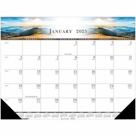 House of Doolittle Recycled Illustrated Desk Pad Calendar - Julian Dates - Monthly - January 2025 - December 2025 - 1 Month Sing