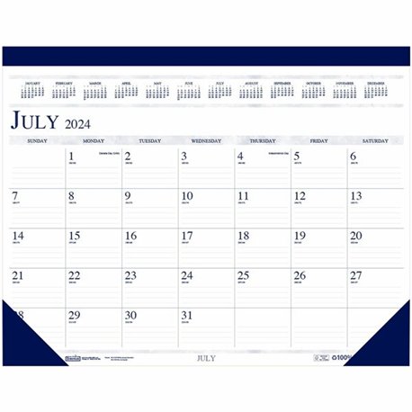 House of Doolittle Academic Desk Pad Calendar - Academic - Julian Dates - Monthly - 14 Month - July 2024 - August 2025 - 1 Month