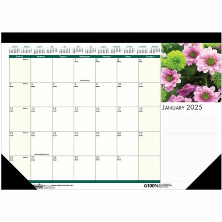 House of Doolittle EarthScapes Flowers 18-1/2" Desk Pad - Julian Dates - Monthly - 12 Month - January 2025 - December 2025 - 1 M