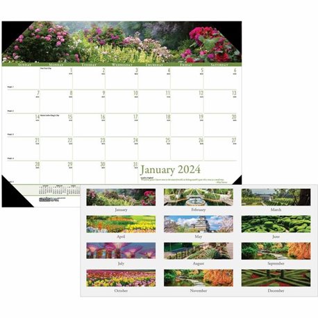 House of Doolittle Earthscapes Gardens Desk Pad - Julian Dates - Monthly - 1 Year - January 2025 - December 2025 - 1 Month Singl