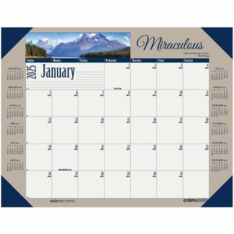 House of Doolittle Earthscapes Motivational Desk Pad - Julian Dates - Monthly - 12 Month - January 2025 - December 2025 - 1 Mont