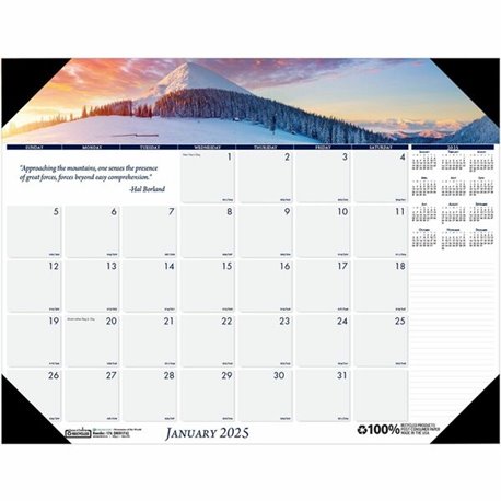 House of Doolittle EarthScapes Mountains Desk Pad - Julian Dates - Monthly - 12 Month - January 2025 - December 2025 - 1 Month S