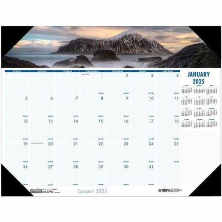 House of Doolittle EarthScapes Coastlines Desk Pad - Julian Dates - Monthly - 1 Year - January 2025 - December 2025 - 1 Month Si