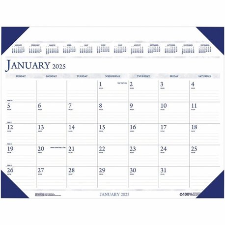 House of Doolittle Eco-friendly Executive Calendar Desk Pad - Julian Dates - Monthly - 1 Year - January 2025 - December 2025 - 1