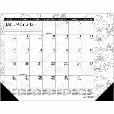 House of Doolittle Doodle Monthly Desk Pad - Julian Dates - Monthly - 12 Month - January 2025 - December 2025 - 1 Month Single P