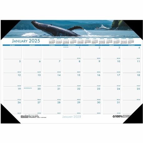 House of Doolittle EarthScapes Sea Life Desk Pads - Julian Dates - Monthly - 12 Month - January 2025 - December 2025 - 1 Month S