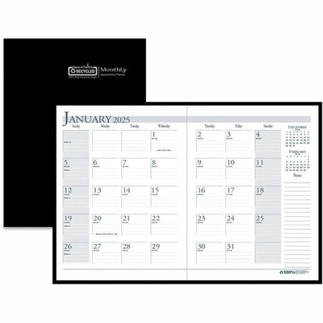 House of Doolittle Economy Stitched Cover Monthly Planner - Monthly - 14 Month - December 2024 - January 2026 - 1 Month Double P