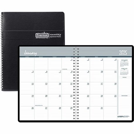 House of Doolittle Wirebound Monthly Planner - Julian Dates - Monthly - December 2024 - January 2026 - 1 Month Double Page Layou