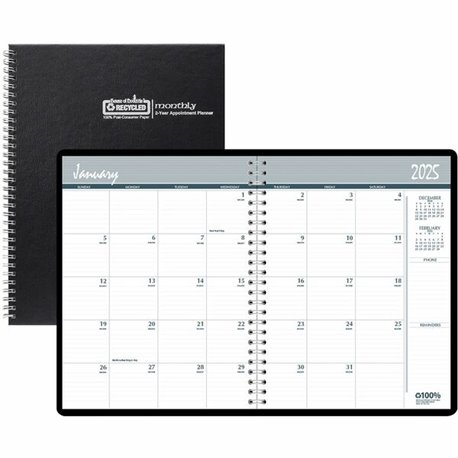 House of Doolittle Monthly Calendar Planner 2 Year Black Hard Cover 8-1/2 x 11 Inches - Julian Dates - Monthly - 24 Month - Janu