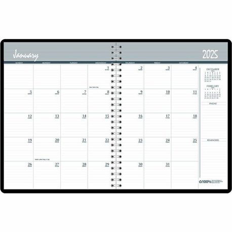 House of Doolittle Planner - Julian Dates - 5.2 Year - December - January - 1 Month Double Page Layout - Spiral Bound - Black - 