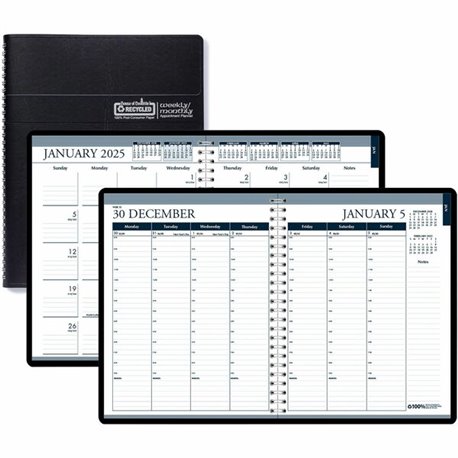 House of Doolittle Tabbed Wirebound Weekly/Monthly Planner - Julian Dates - Weekly, Monthly - 12 Month - January 2025 - December