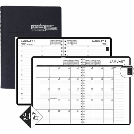 House of Doolittle Recycled Daily/Monthly 24/7 Appointment Planner - Julian Dates - Daily, Monthly - 12 Month - January 2025 - D