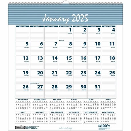 House of Doolittle Bar Harbor Monthly Wall Calendar - Julian Dates - Monthly - 12 Month - January 2025 - December 2025 - 1 Month