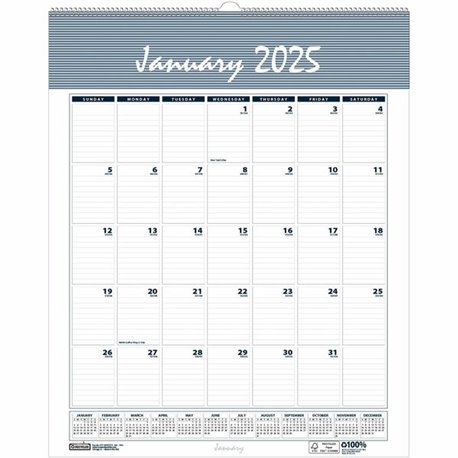 House of Doolittle Bar Harbor 17" Wall Calendar - Julian Dates - Monthly - 12 Month - January 2025 - December 2025 - 1 Month Sin