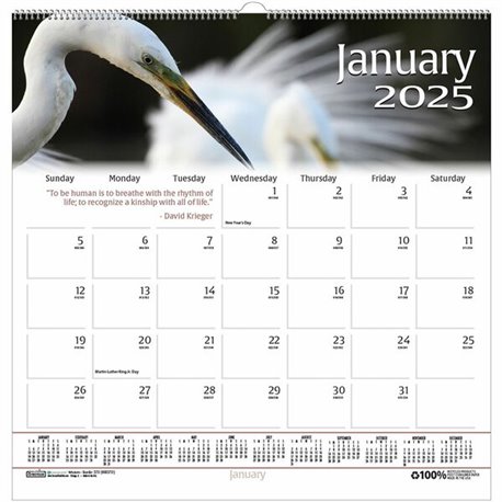 House of Doolittle Earthscapes Wildlife Wall Calendars - Julian Dates - Monthly - 1 Year - January 2025 - December 2025 - 1 Mont