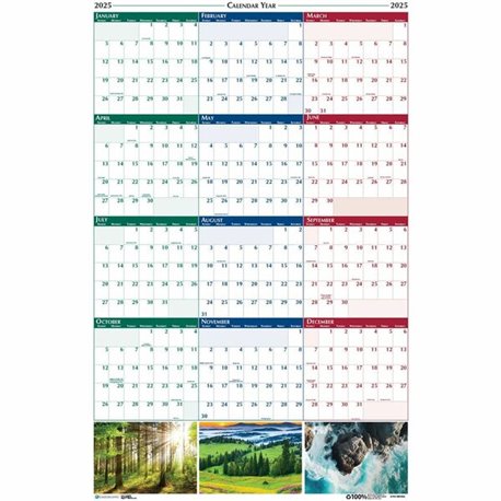 House of Doolittle Earthscapes Scenic Wipe-off Wall Planner - Julian Dates - Yearly - 1 Year - January 2025 - December 2025 - 32