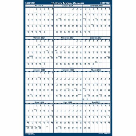 House of Doolittle Academic July-June Wall Calendar - Julian Dates - Yearly - 1 Year - July 2024 - June 2025 - 24" x 37" Sheet S